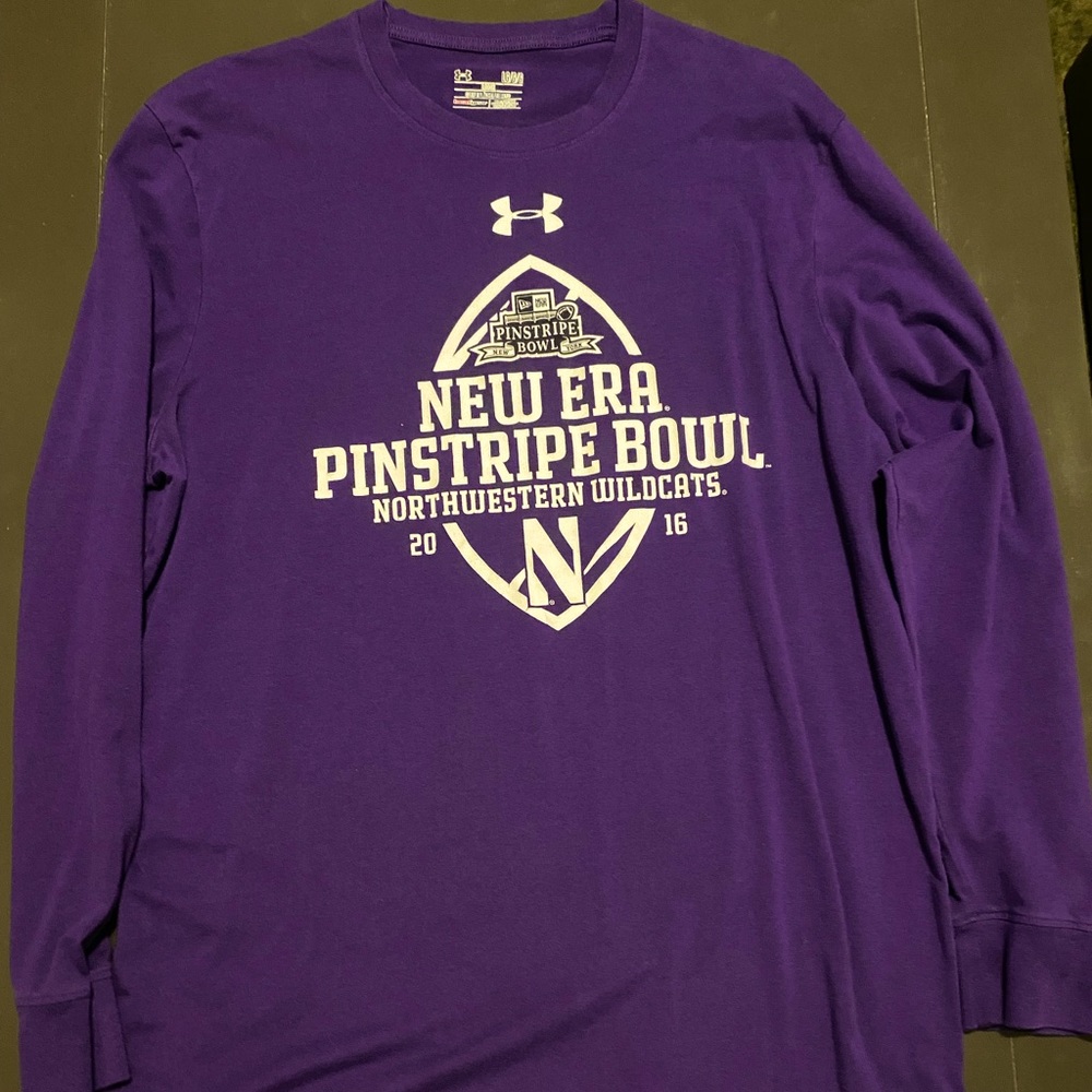 Under Armour Heatgear, Northwestern football, long sleeve, men’s large, purple.